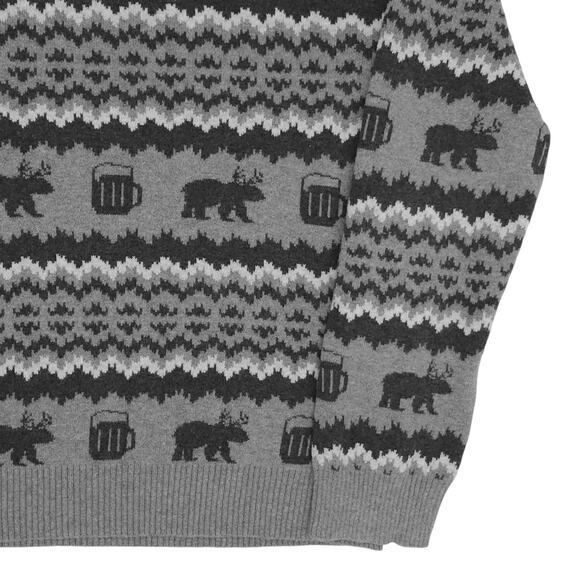 GH Bass Sweater Mens Small Crewneck Pullover Moose Beer Mug Wool Blend Novelty - Picture 5 of 11
